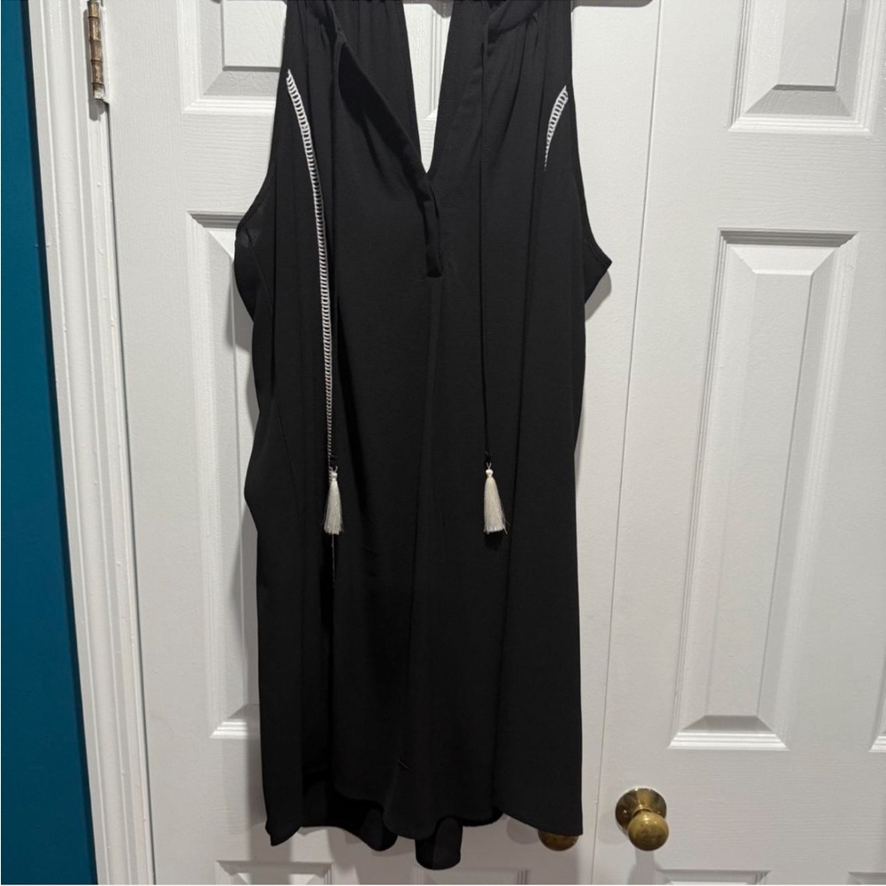 My Michelle Black Midi Dress with White Accents